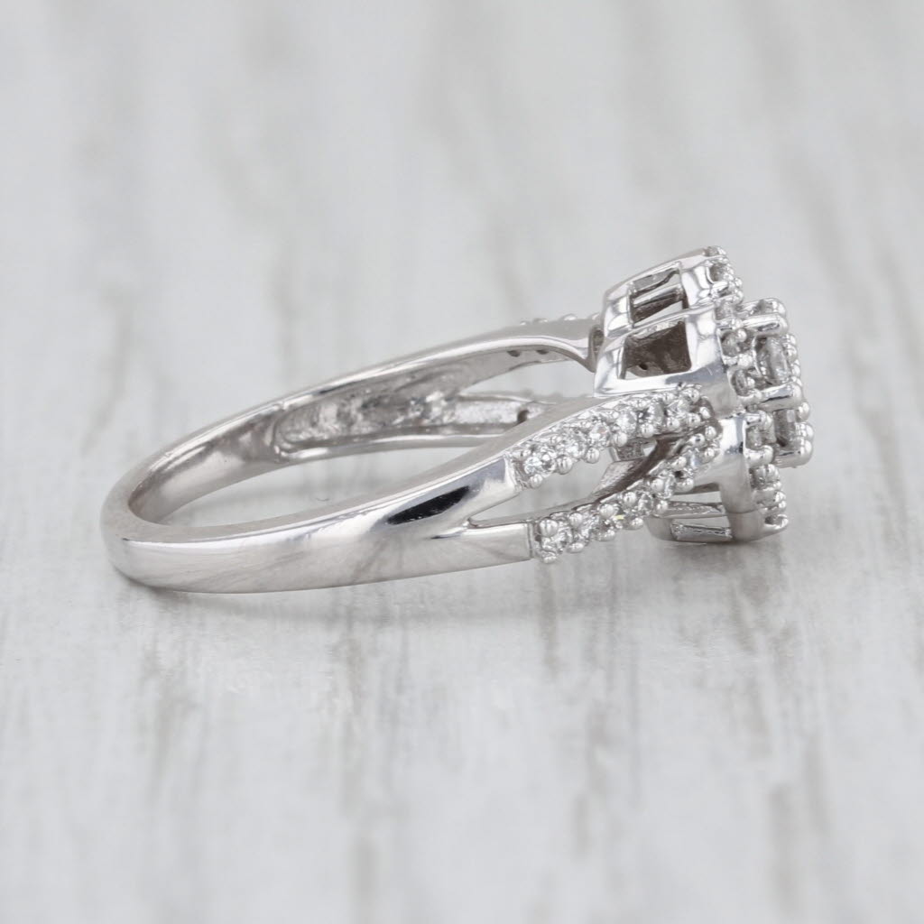 0.33ctw Diamond Cluster Engagement Ring 14k White Gold Size 5