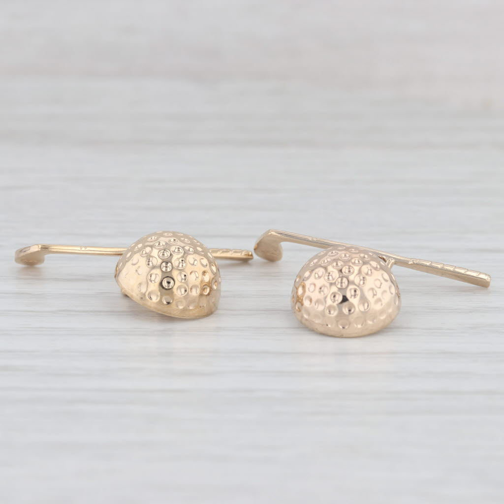 Light Gray Vintage Golf Ball & Club Cufflinks 14k Yellow Gold