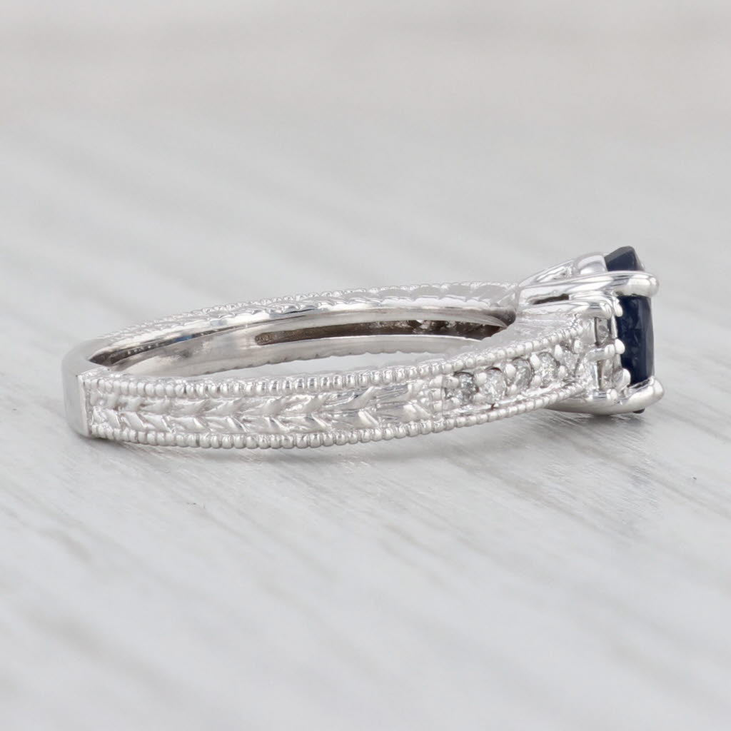 Light Gray 1ctw Oval Sapphire Diamond Ring 14k White Gold Size 6.5-6.75 Engagement