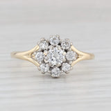 Vintage 0.44ctw Round Diamond Halo Engagement Ring 14k Yellow Gold Size 6.5