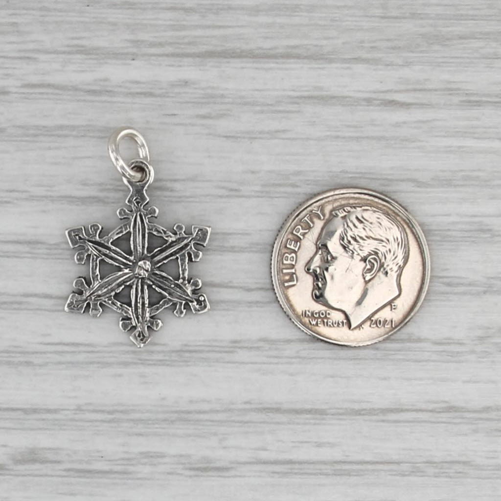 New Sterling Silver 925 Snowflake Charm Winter Holiday Snow Star Pendant