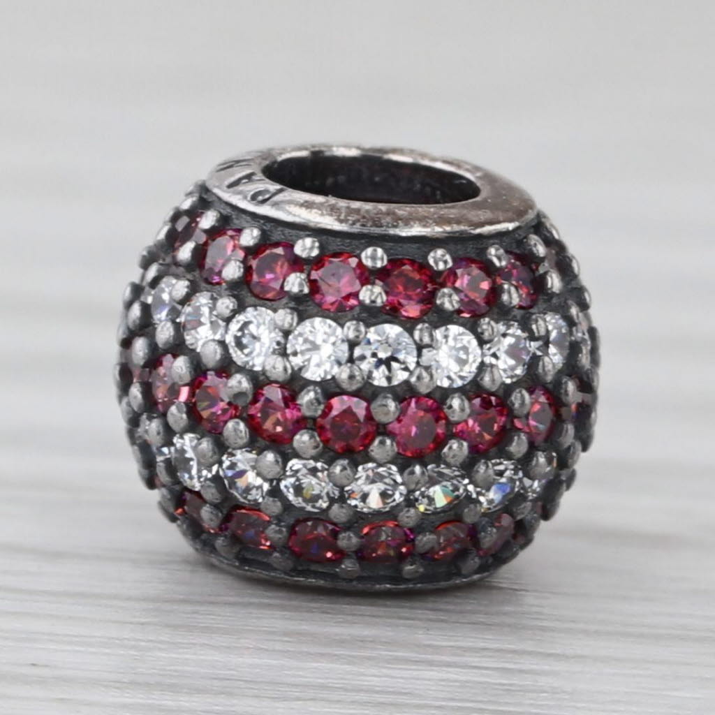 Pandora Red Nautical Pave Lights 791172CZR Sterling Silver 2 Charms w/ Box