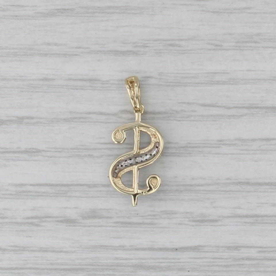0.15ctw Diamond Dollar Sign Pendant 10k Yellow Gold $