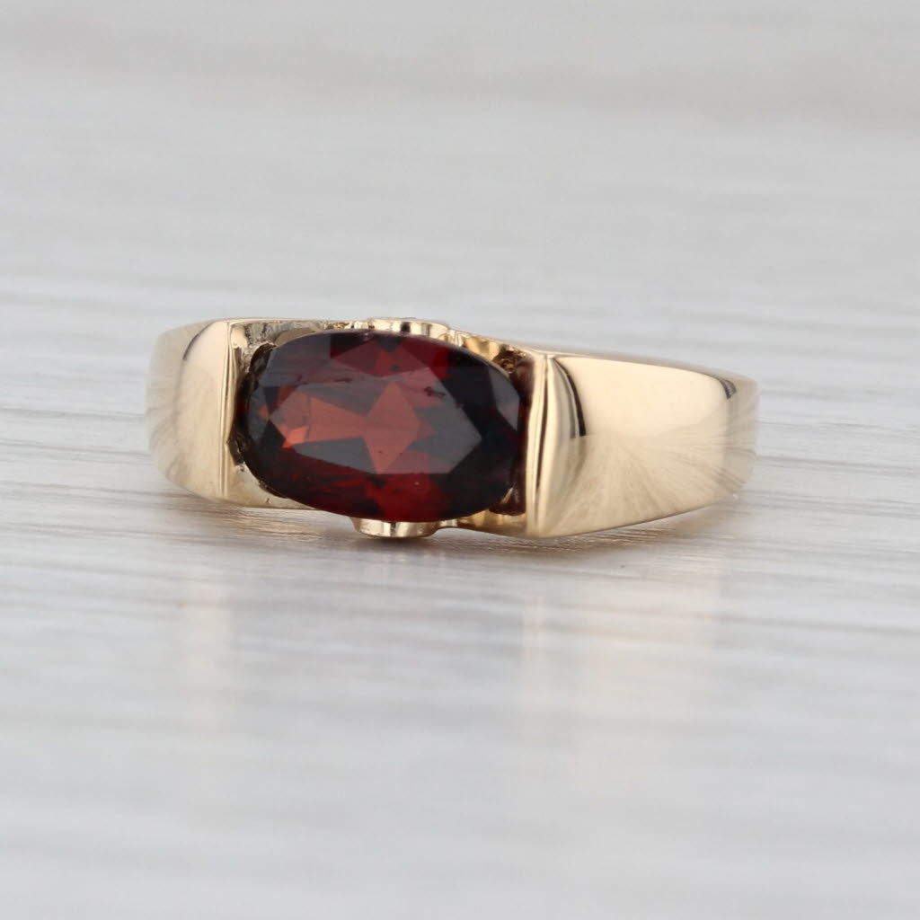 1.90ct Garnet Solitaire Ring 14k Yellow Gold Size 5 Diamond Accents