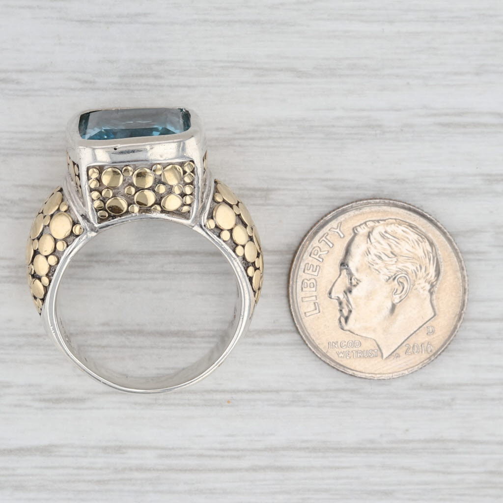 Light Gray John Hardy 9.50ct Blue Topaz Dots Ring Sterling Silver 18k Gold Size 7 Statement