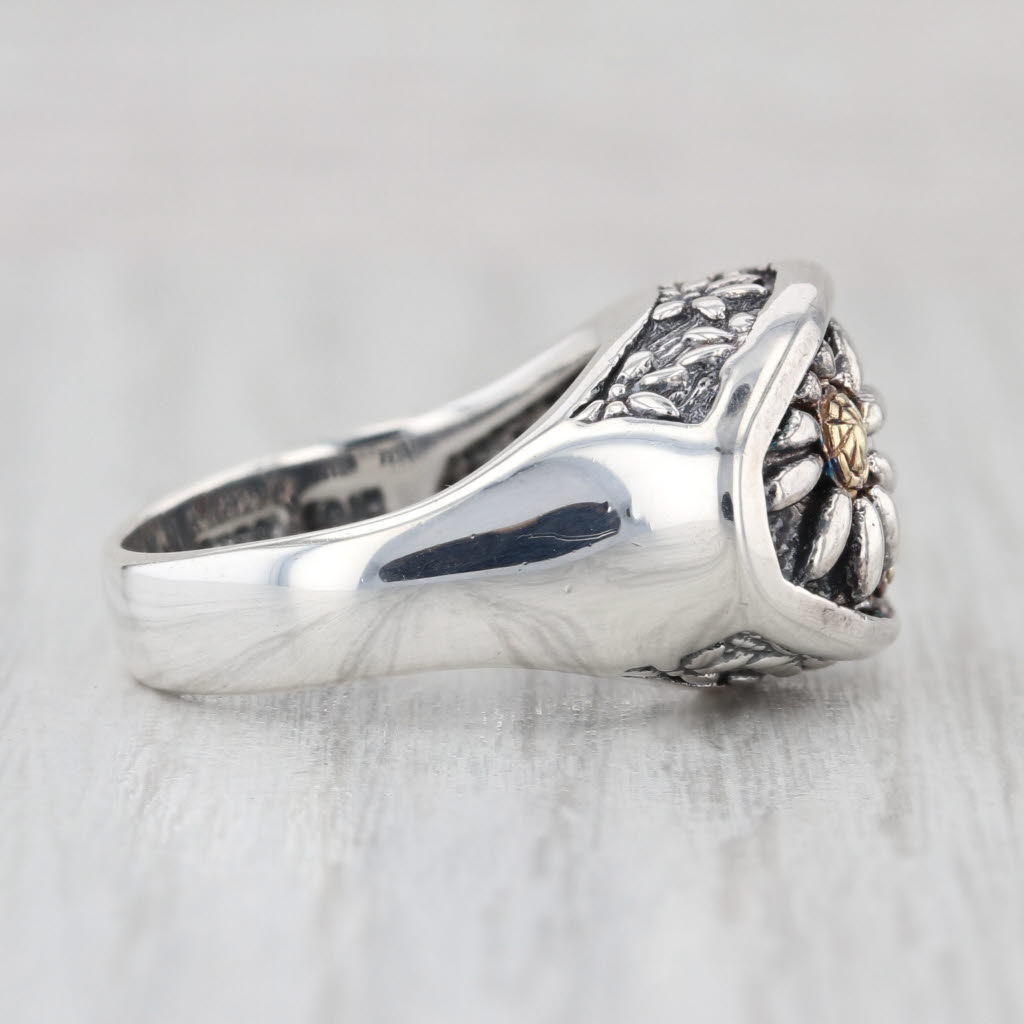 Ann King Sunflower Daisy Ring Sterling Silver 18k Gold Size 7 Floral Statement