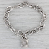 0.47ctw Cubic Zirconia Lock Charm Bracelet Sterling Silver Judith Ripka 7.25"