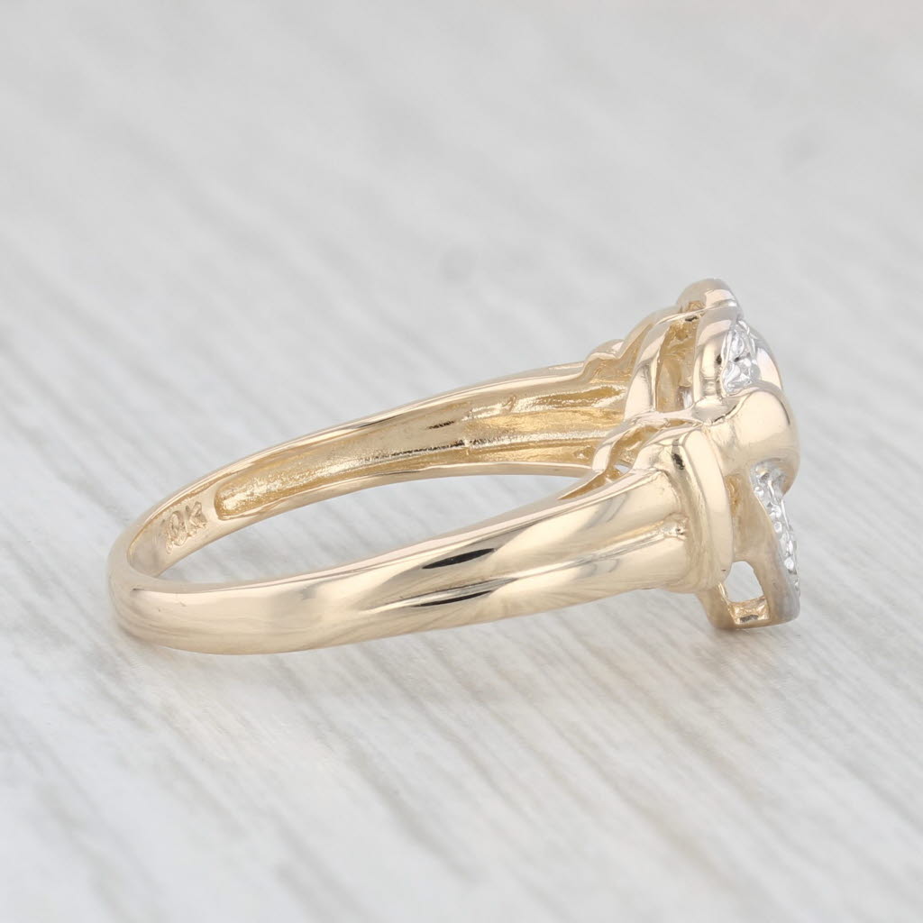 Light Gray Diamond Open Heart Ring 10k Gold Size 7.25 Women's Gift Keepsake