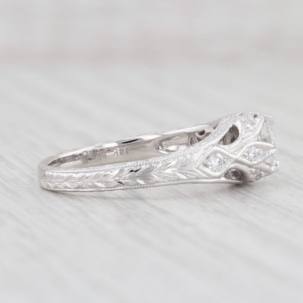 New Floral Diamond Engagement Ring 14k White Gold Size 6.5 Rose Cut Solitaire