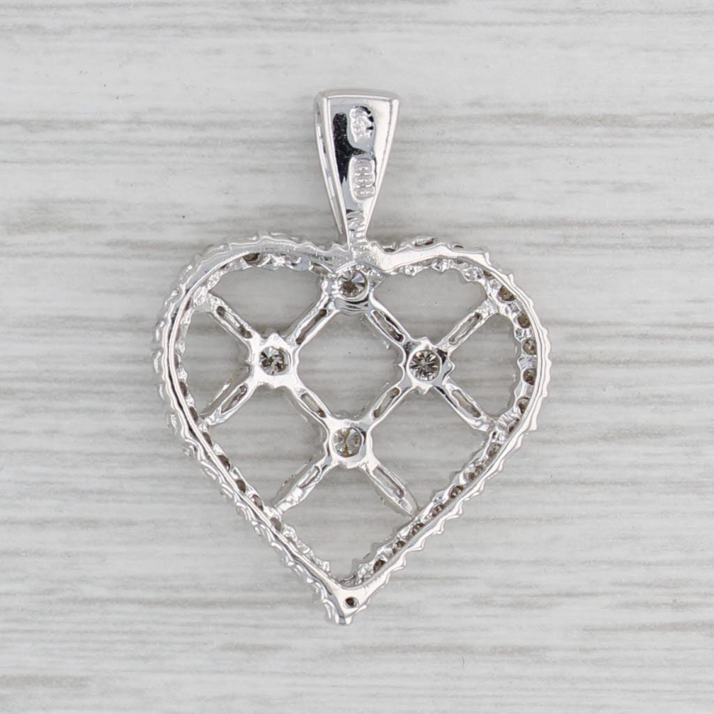 Gray 0.74ctw Diamond Open Lattice Work Pendant 14k White Gold