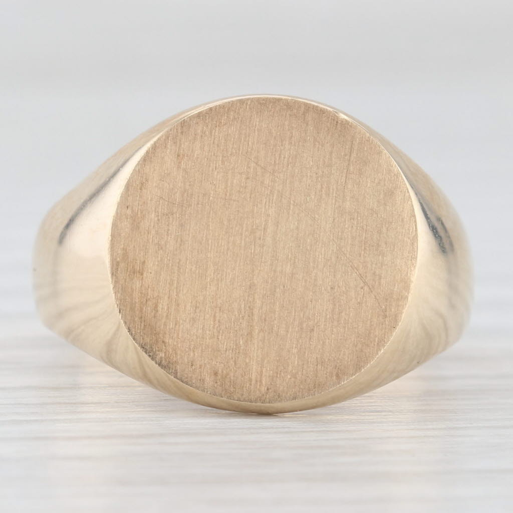 Light Gray Engravable Signet Ring 10k Yellow Gold Size 8 Vintage