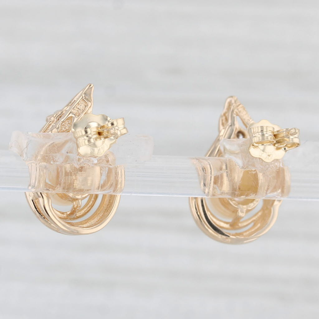 Light Gray Cultured Pearl Diamond Teardrop Earrings 14k Yellow Gold Studs