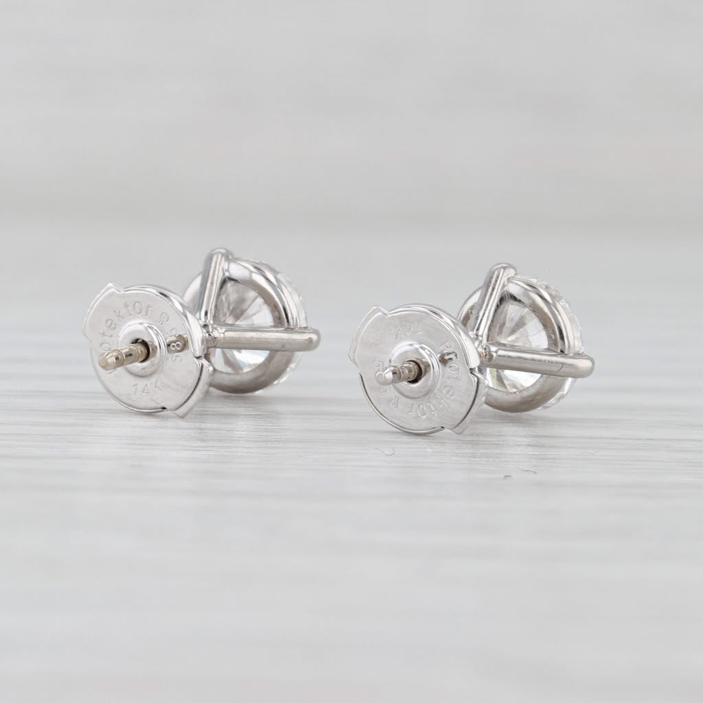 New 2ctw Round Lab Grown Diamond Stud Earrings 14k Gold IGI VVS1-VS2 D-E Studs