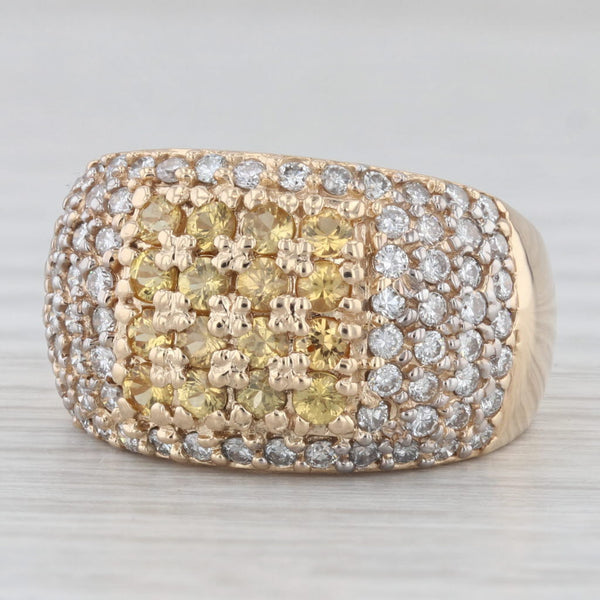 1.44ctw White Diamond Yellow Sapphire Pave Ring 14k Yellow Gold Size 8
