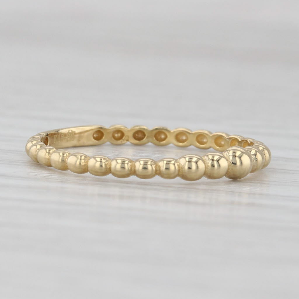 Light Gray Bead Pattern Band Ring 18k Yellow Gold Size 8 Stackable