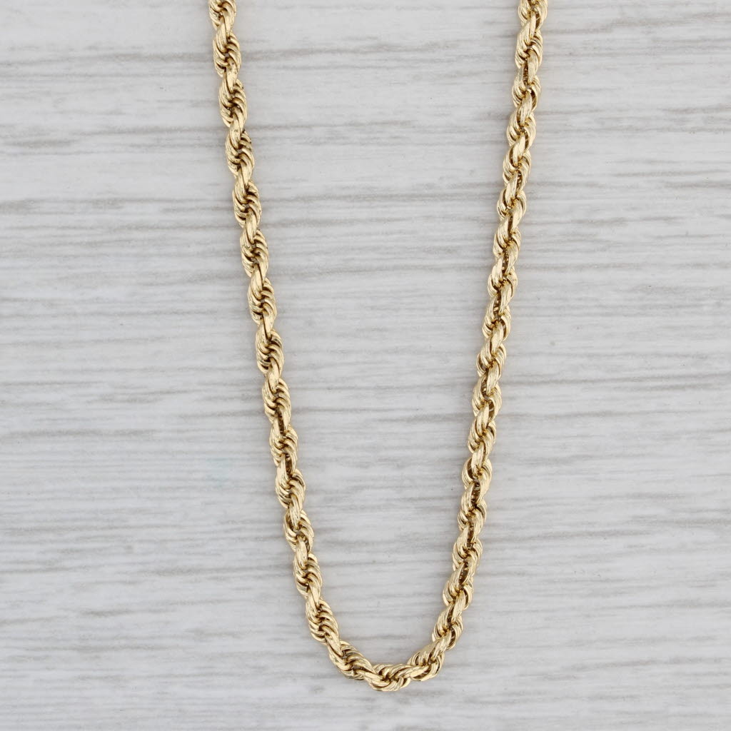 Gray 26.25" 2.1mm Rope Chain Necklace 14k Yellow Gold Lobster Clasp