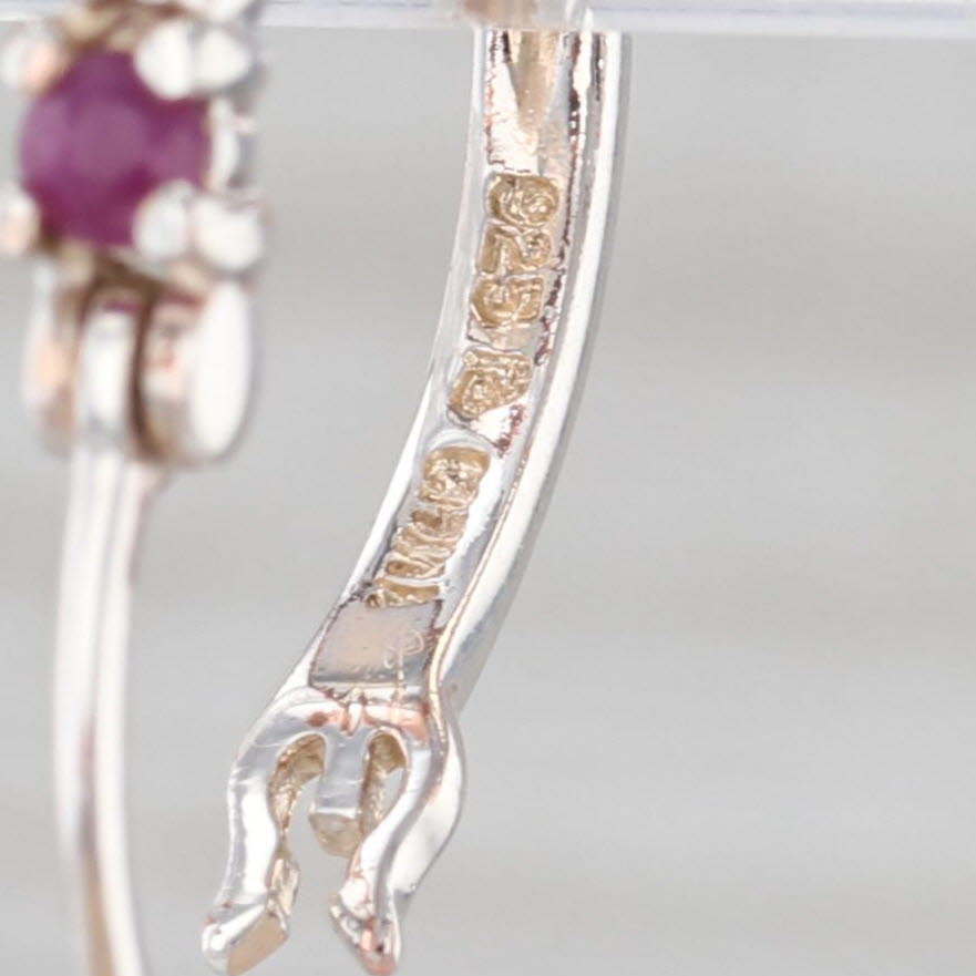 0.60ctw Ruby Hoop Earrings Sterling Silver Snap Top Round Hoops