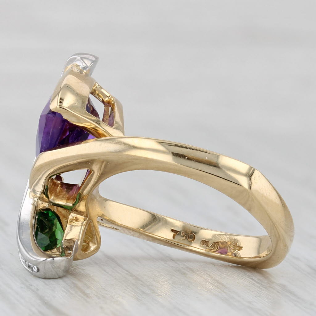 Light Gray Krementz 3.32ctw Amethyst Chrome Diopside Ring 18k Yellow Gold Platinum Size 7