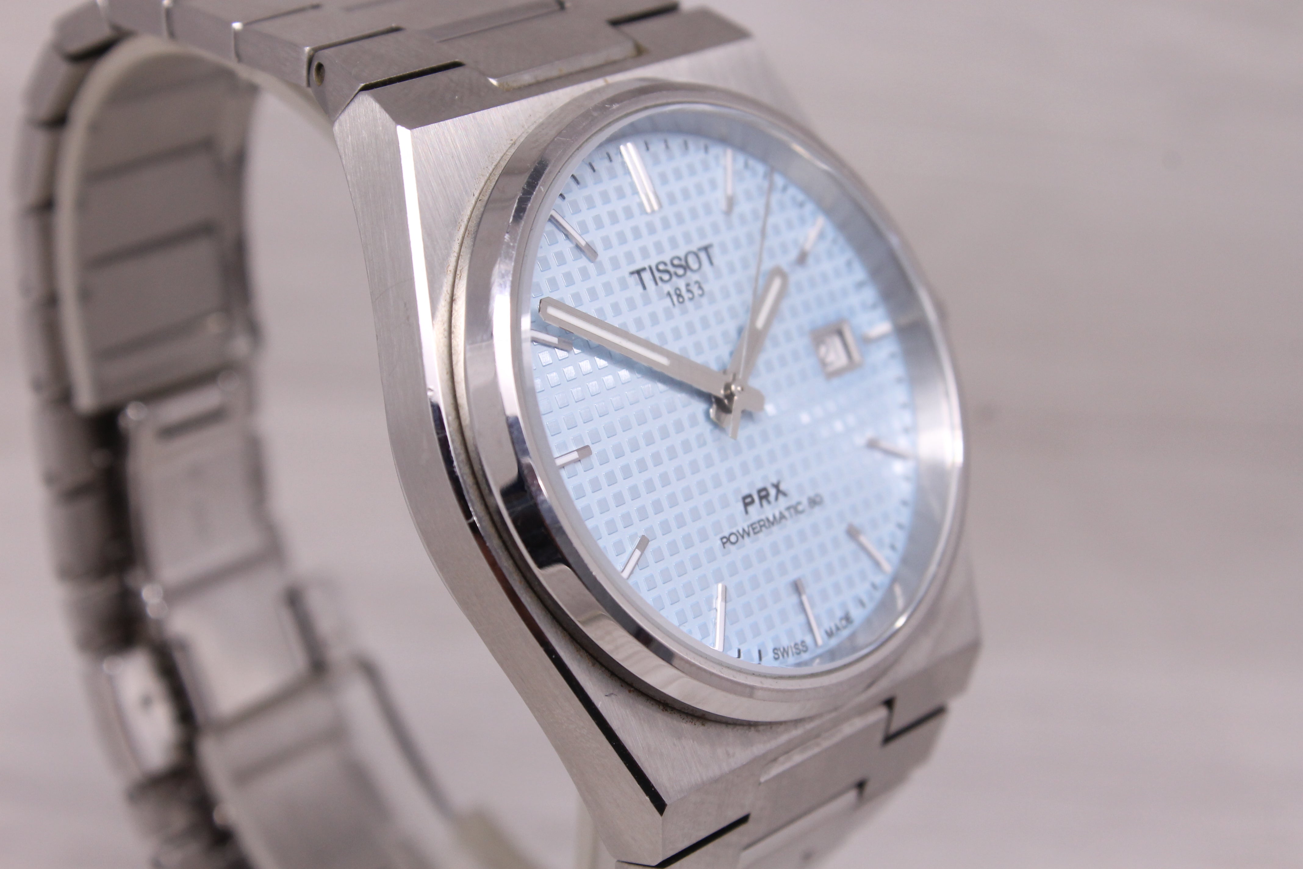 Tissot PRX Powermatic 80 Mens Automatic Watch 40mm Ice Blue Dial Swiss Date
