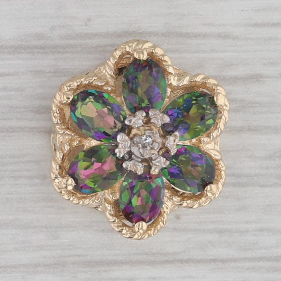 Gray 1.20ctw Mystic Topaz Flower Slide Bracelet Charm 14k Yellow Gold Richard Klein