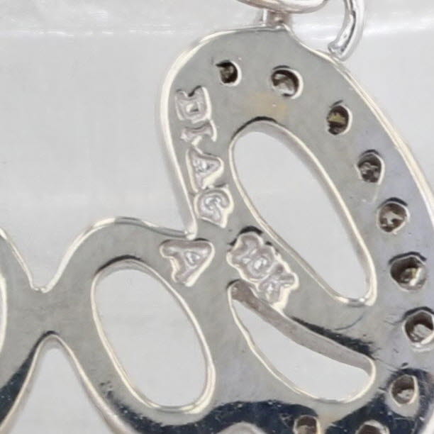 Love Pendant Necklace 10k White Gold Diamond 17.25" Rope Chain