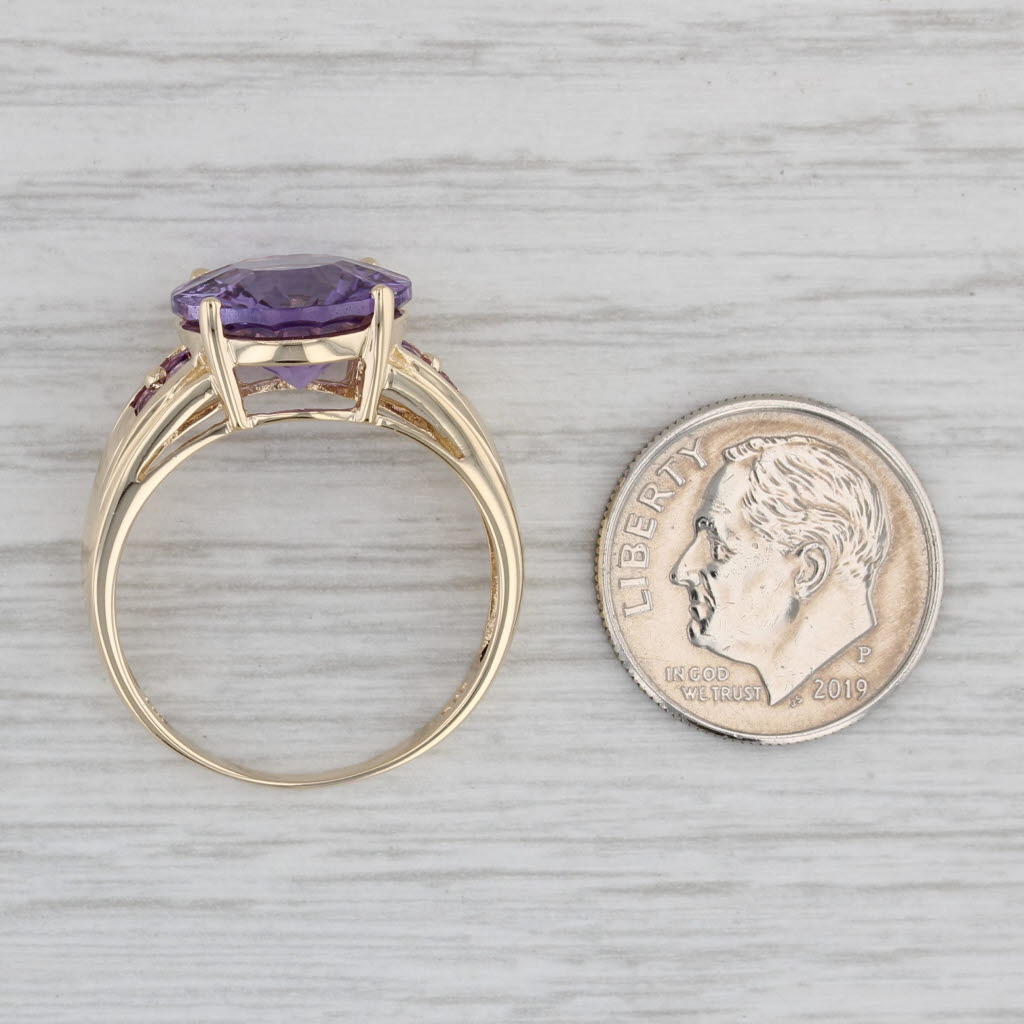 Gray 4.42ctw Round Amethyst Ring 14k Yellow Gold Size 9.25