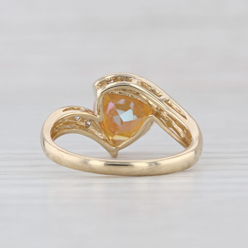 2.68ctw Mystic Topaz Diamond Bypass Ring 14k Yellow Gold Size 7.25