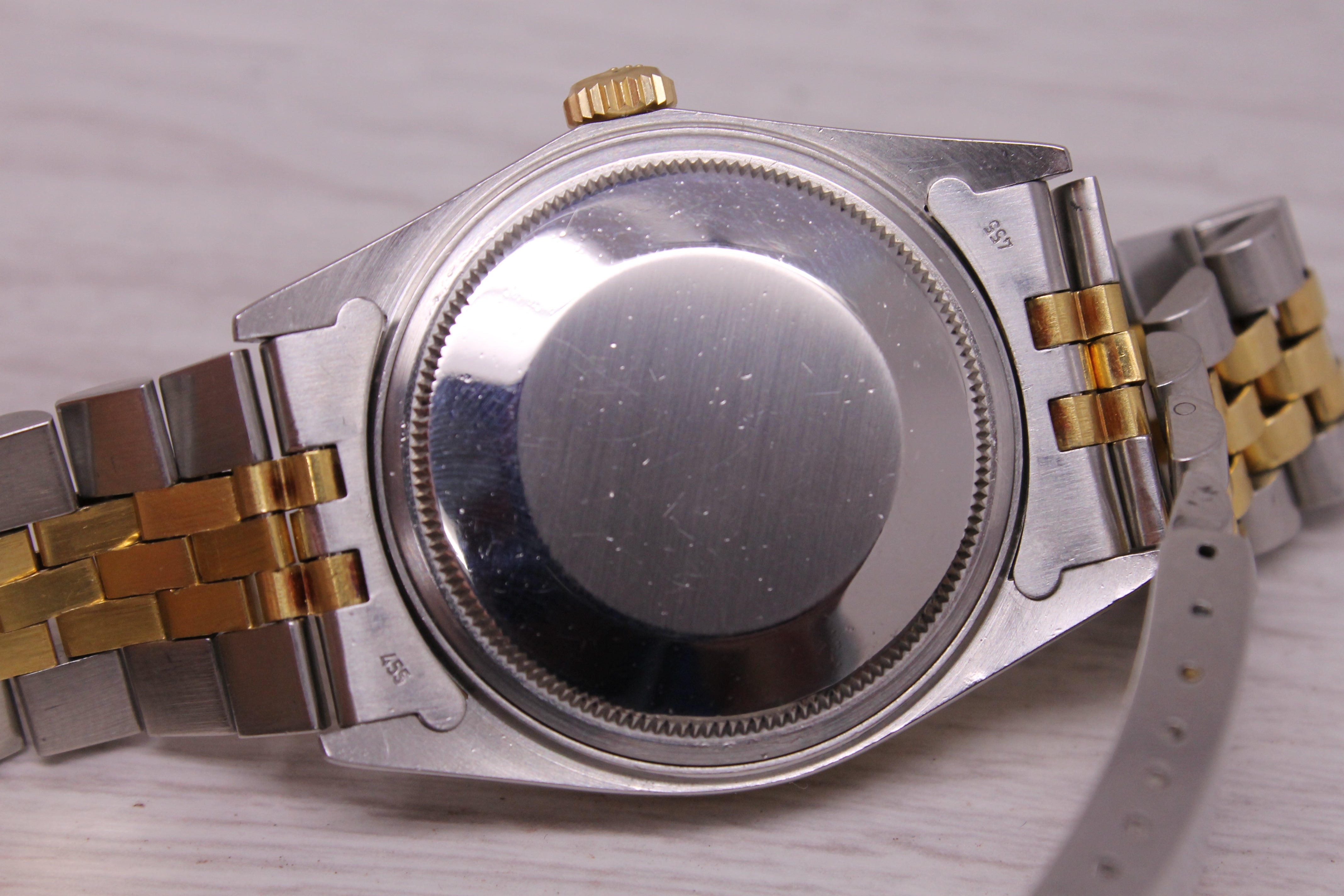 Vintage 1987 Rolex Datejust 16013 18k Steel Automatic Watch Tapestry Dial w Tag