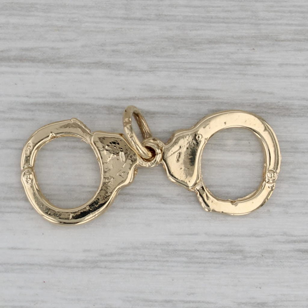 Gray Hand Cuffs Charm 14k Yellow Gold Pendant