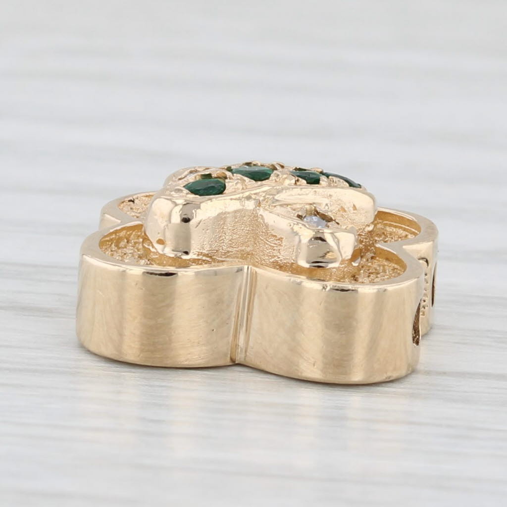 Light Gray 0.24ctw Emerald Diamond 14k Yellow Gold Slide Charm