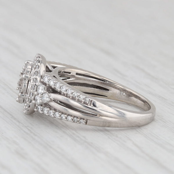 0.40ctw Diamond Halo Engagement Ring 10k White Gold Size 6.75