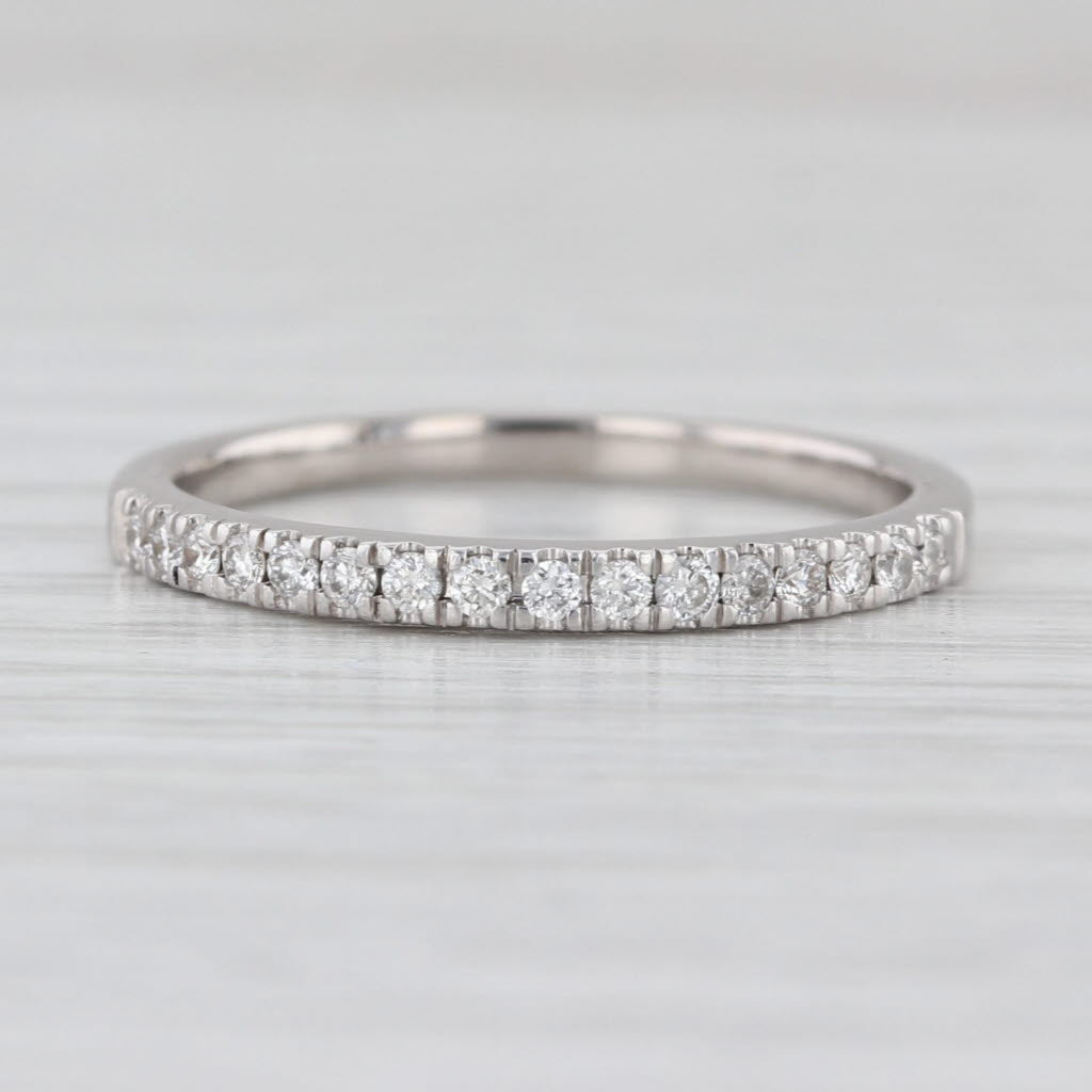 0.14ctw Diamond Wedding Anniversary Band 14k White Gold Size 7.5 Stackable Ring