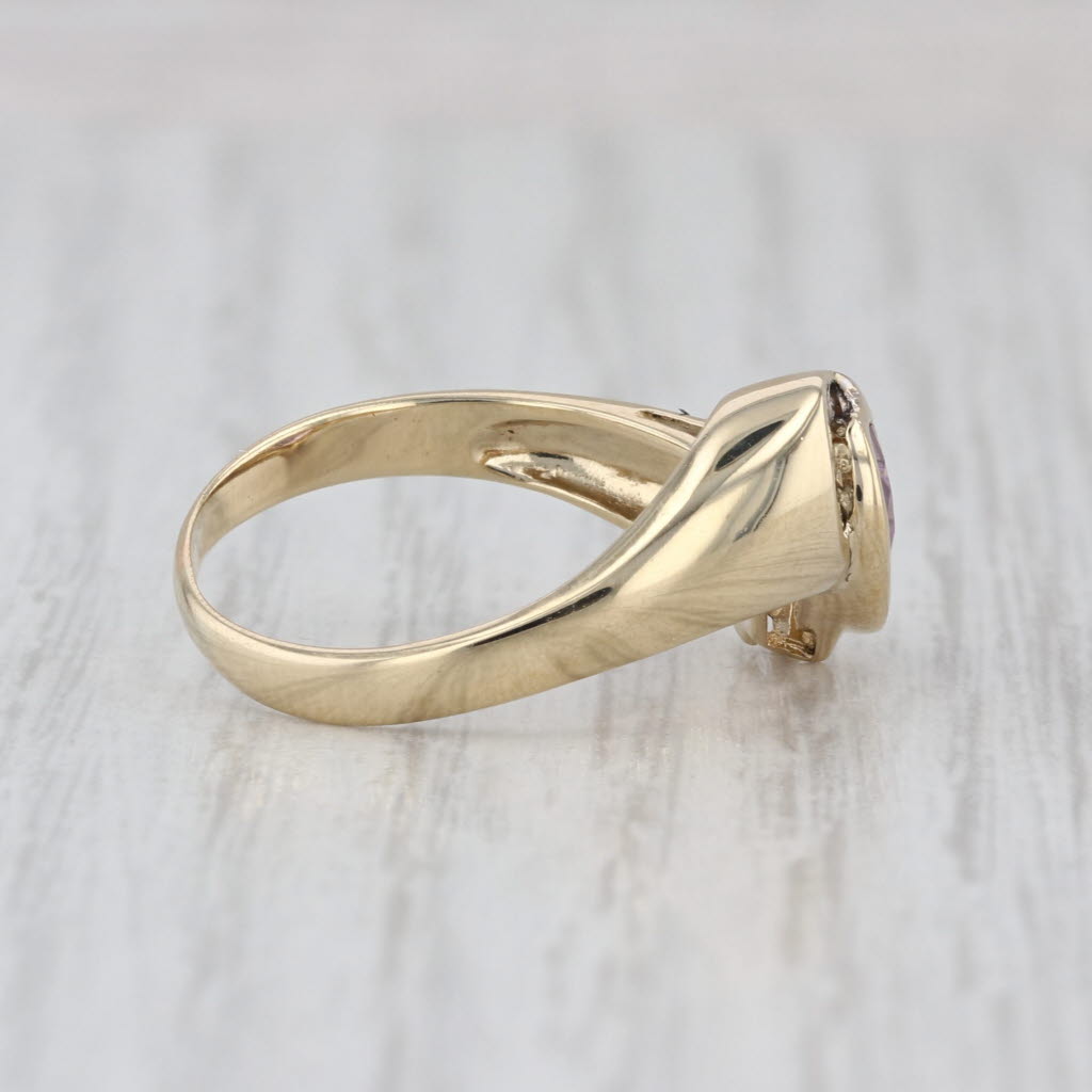 1.38ctw Amethyst Heart Diamond Bypass Ring 14k Yellow Gold Size 7.5