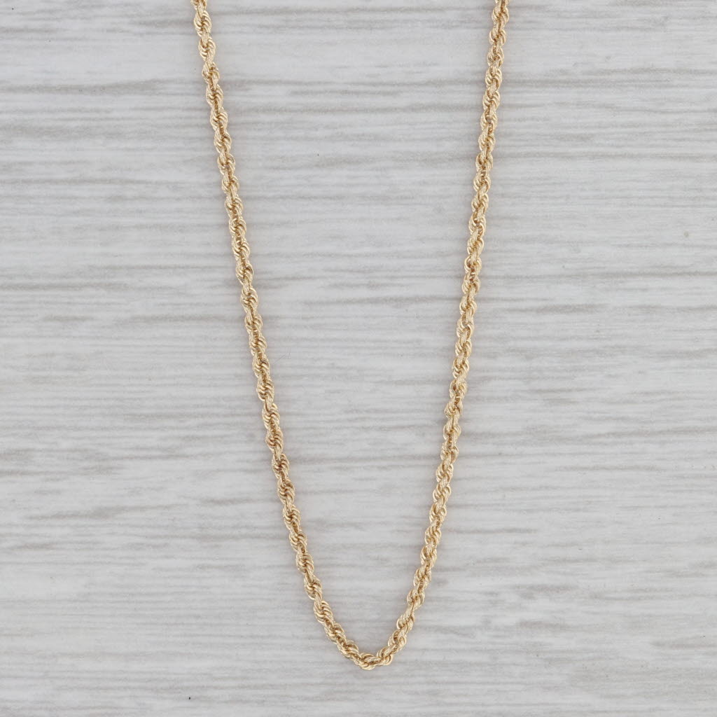 Gray 18" Rope Chain Necklace 14k Yellow Gold Lobster Clasp