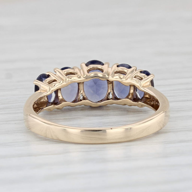 2.90ctw Purple Blue Iolite Tiered Ring 10k Yellow Gold Size 8