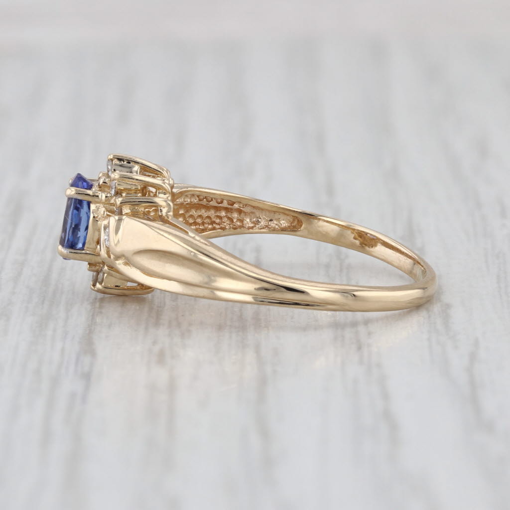 0.64ctw Pear Tanzanite Diamond Halo Ring 14k White Gold Enagement Size 8.5