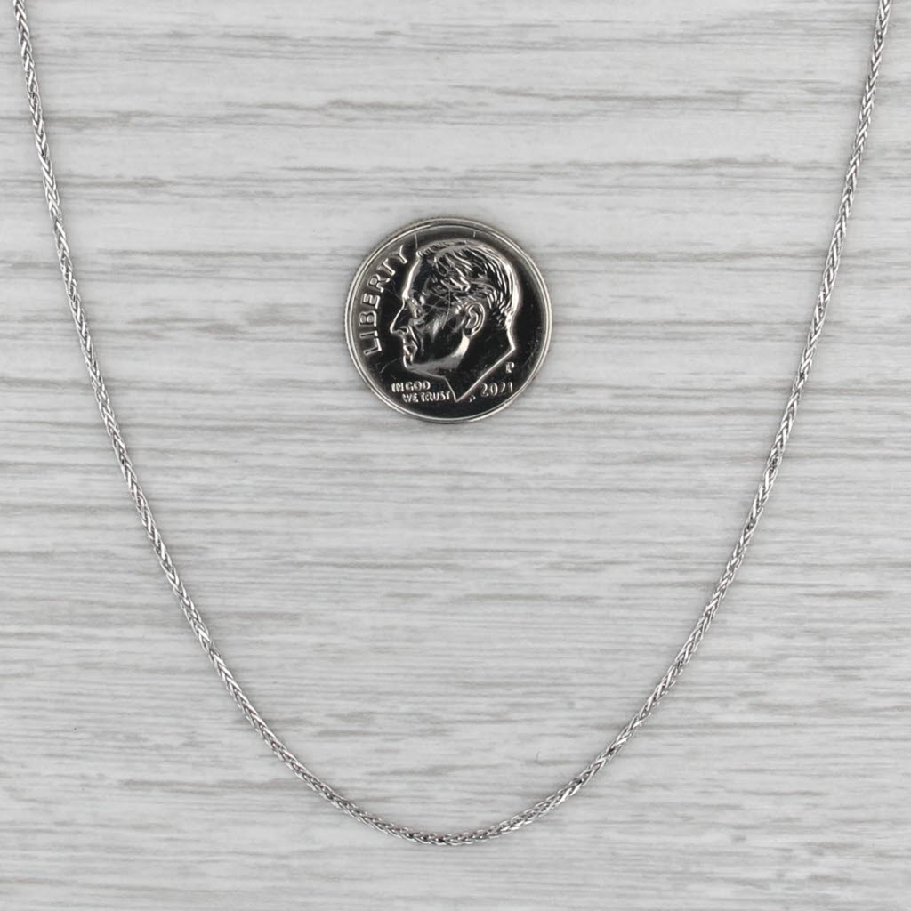 Wheat Chain Necklace 14k White Gold 18" 1mm