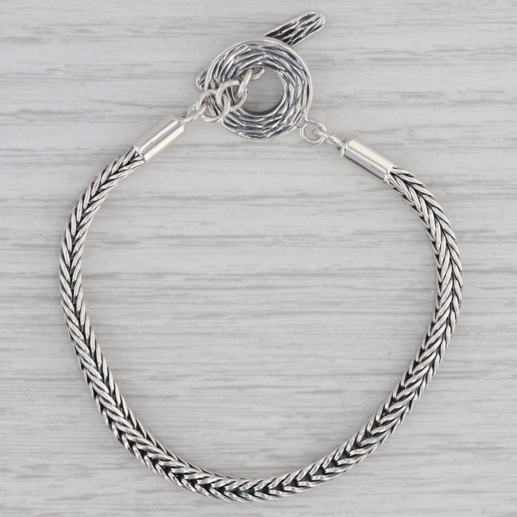 Gray Silpada Wheat Chain Ring Toggle Bracelet Sterling Silver B1704 7"