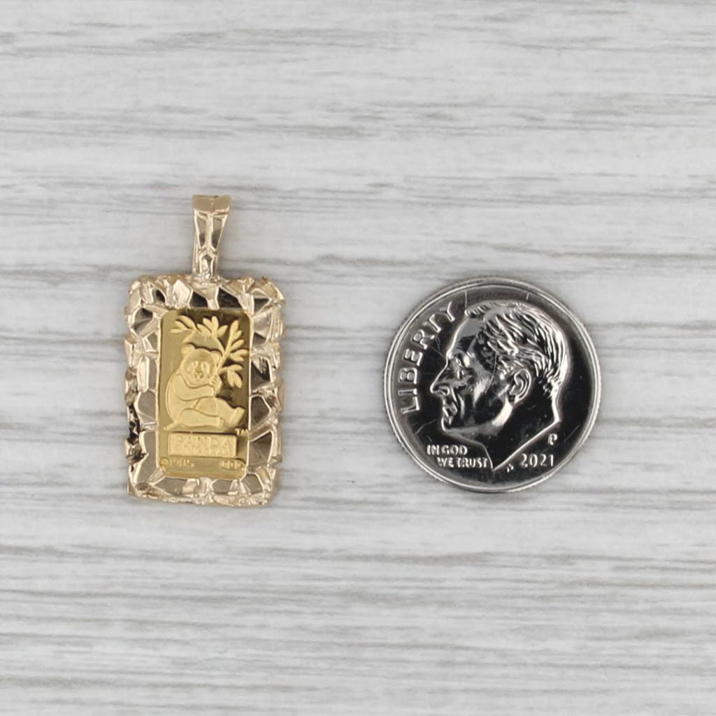 Credit Suisse Fine Gold Panda Mini 1 Gram Pendant 999 14k Yellow Gold Bezel