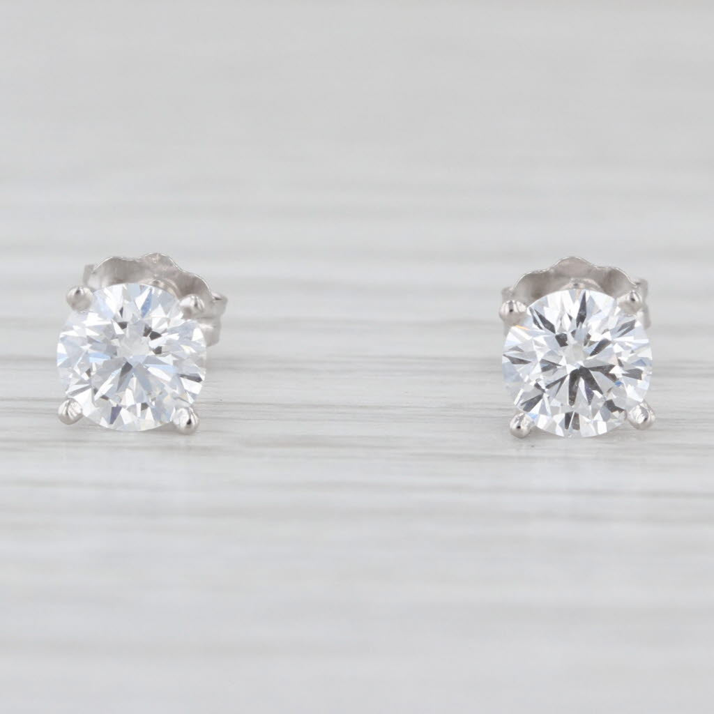 New 1.07ctw Round Lab Created Diamond Stud Earrings 14k White Gold E VS1 Studs