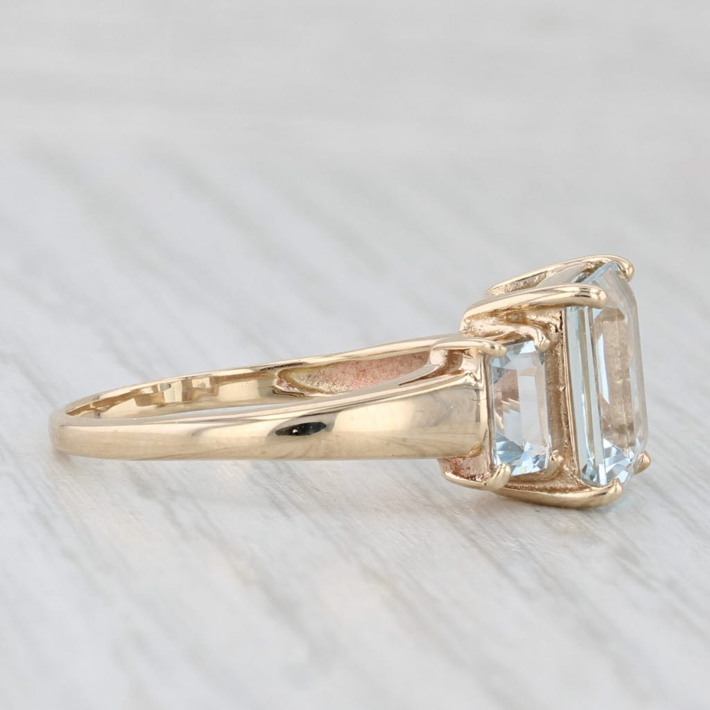 Light Gray 3.80cw Aquamarine Ring 10k Yellow Gold Size 9 Emerald Cut