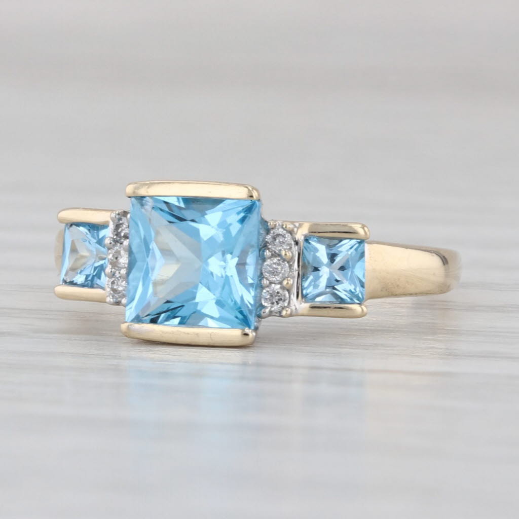 1.72ctw Blue Topaz Diamond Ring 10k Yellow Gold Size 5.75
