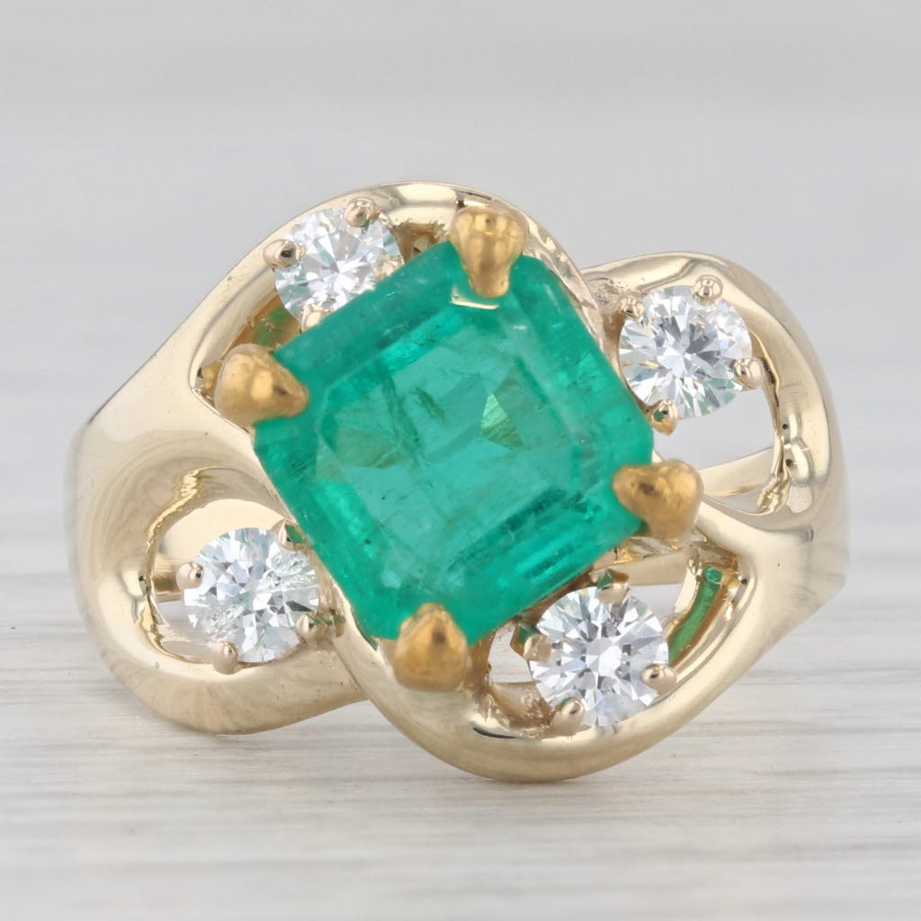 Light Gray 2.57ctw Emerald Diamond Ring 14k Yellow Gold Size 6