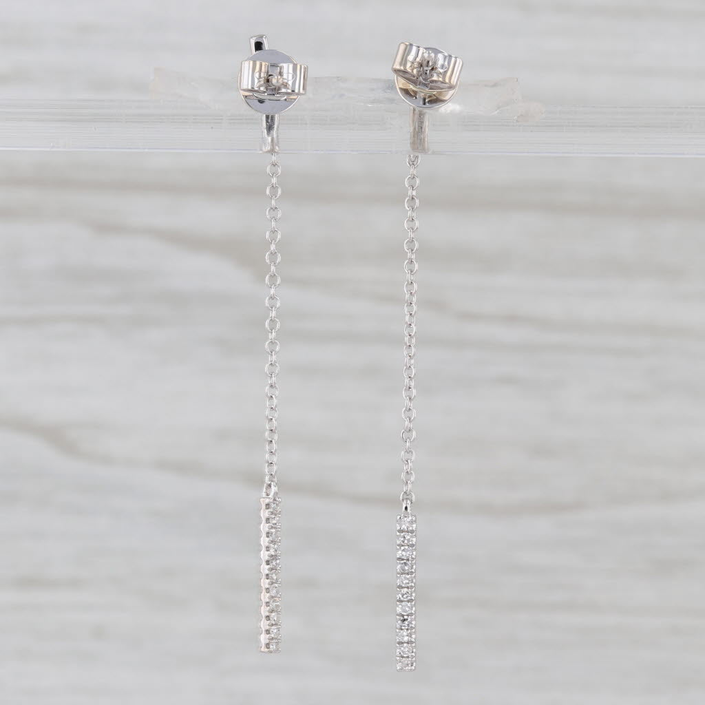 0.22ctw Diamond Bar Chain Dangle Drop Earrings 14k White Gold Dangles Drops