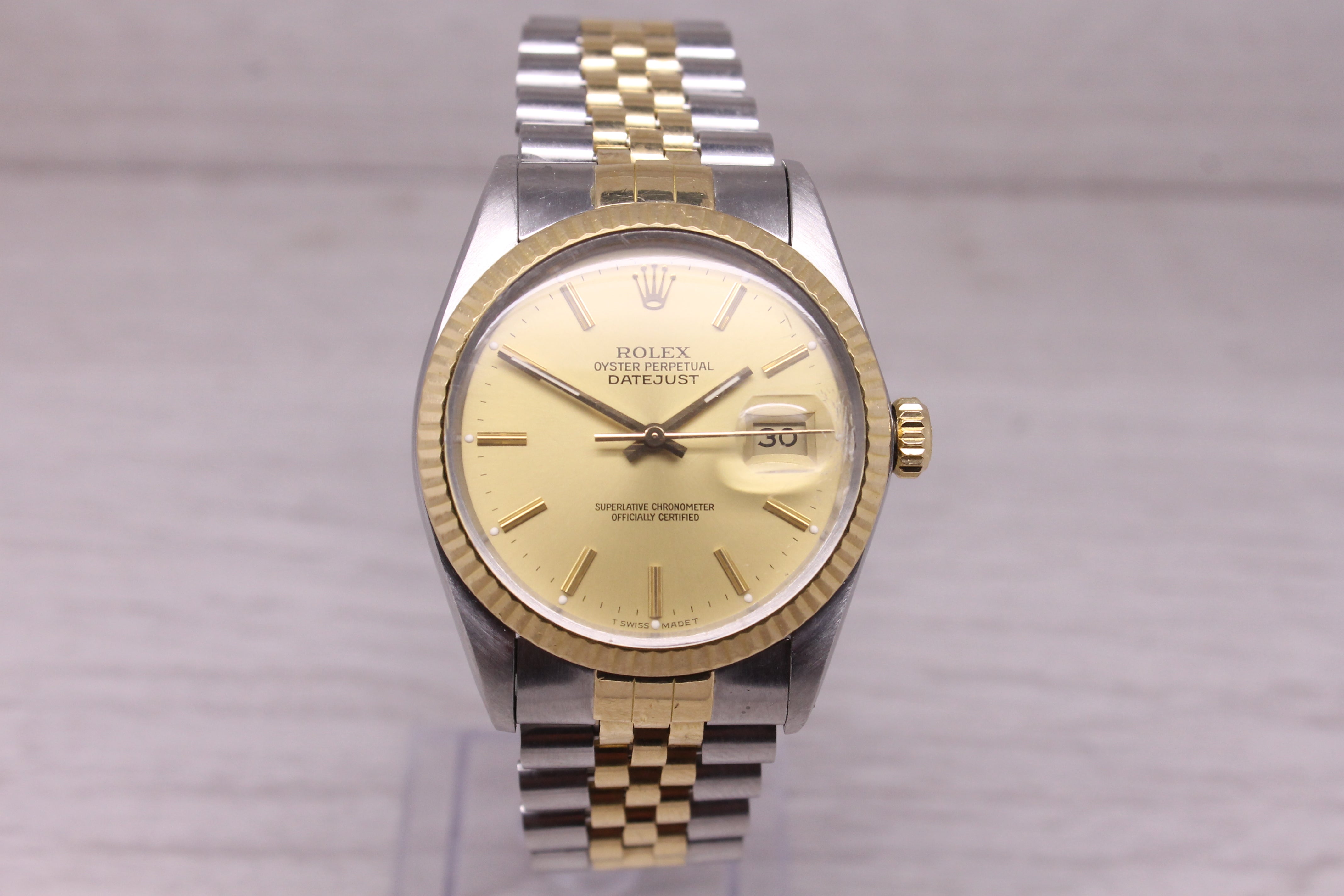 Vintage 1987 Rolex Datejust 16013 Mens 18k Steel Automatic Watch Jubilee Lemon