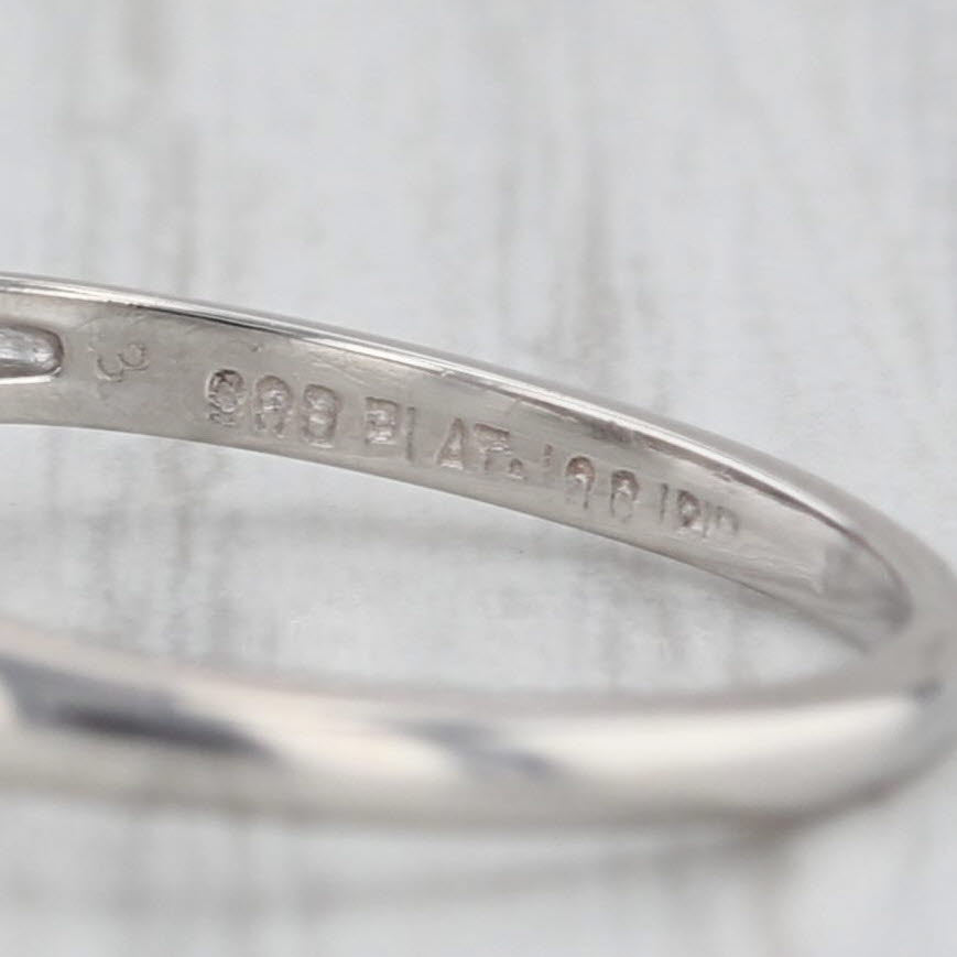 Vintage Round 0.64ctw Diamond Engagement Ring 900 Platinum Size 6