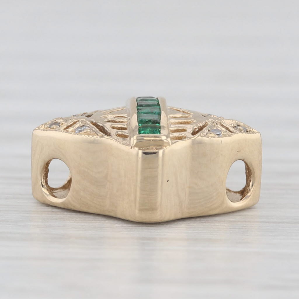 Light Gray Joshua 0.15ctw Emerald Diamond Slide Bracelet Charm 14k Yellow Gold Vintage