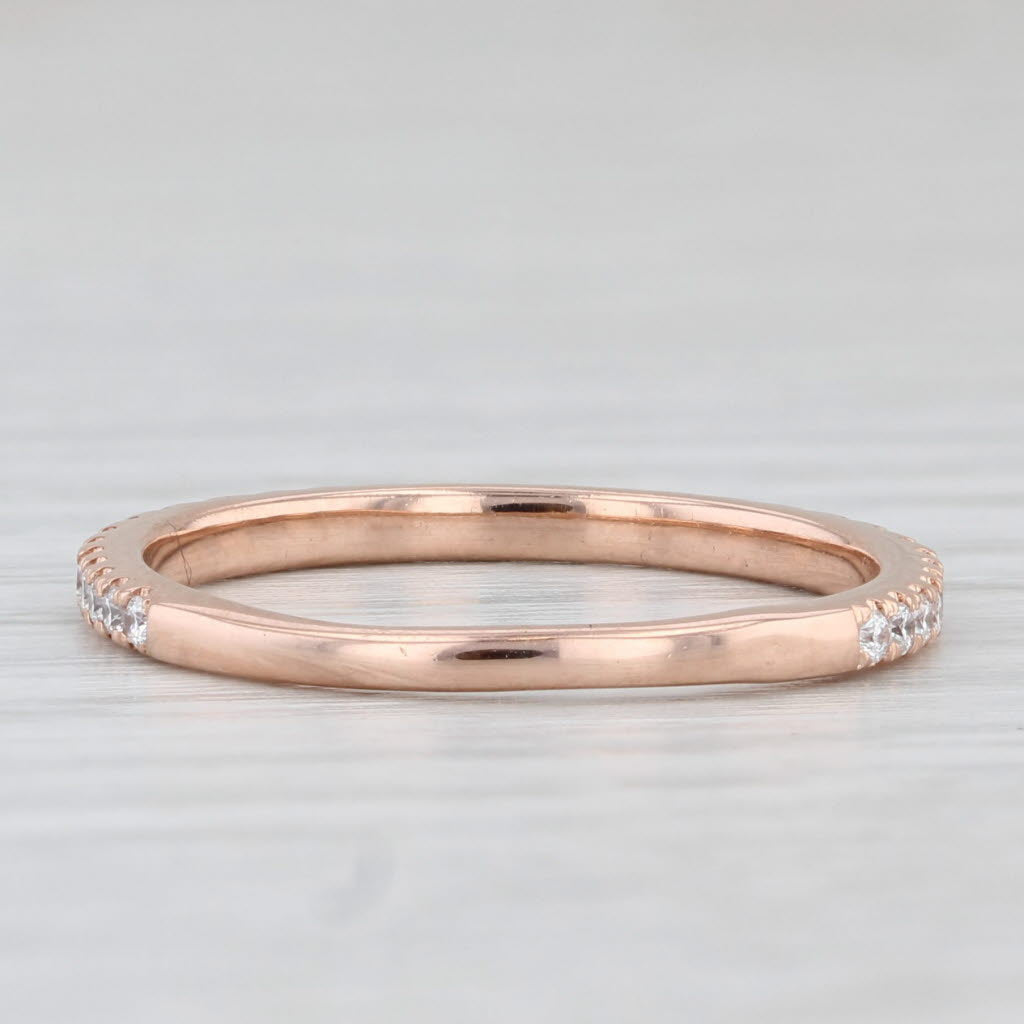 Light Gray 0.30ctw Diamond Wedding Band 14k Rose Gold Size 7.5 Stackable Ring