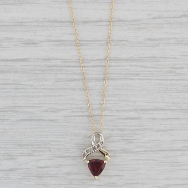 0.60ct Garnet Pendant Necklace 10k Yellow Gold 17.5" Rope Chain