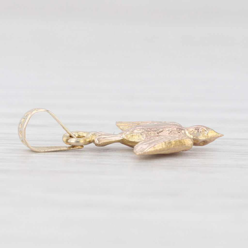 Vintage Small Bird Pendant 10k Yellow Gold Charm